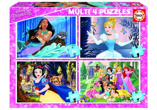  Educa Disney Princesses - 4 puzzles 50 / 80 / 100 / 150 pièces 