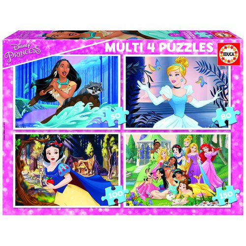  Educa Disney Prinsessen - 4 puzzels van 50 / 80 / 100 / 150 stukjes 