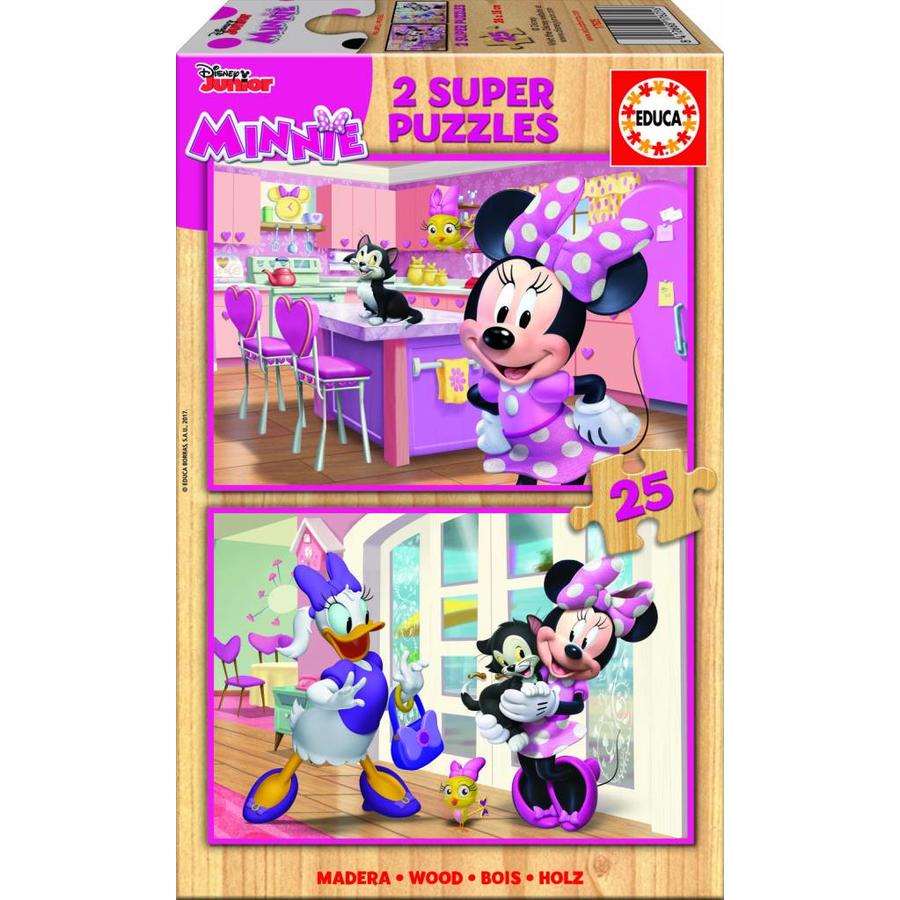 HOUT: Minnie and the Happy Helpers - 2 puzzels x 25 stukjes-1