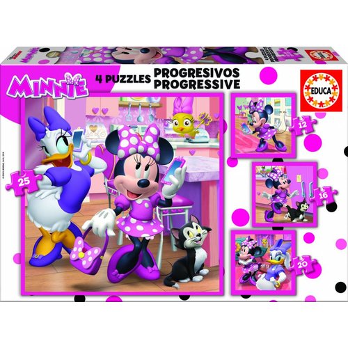  Educa 4 puzzels van de Minnie Mouse - 12, 16, 20 en 25 stukjes 