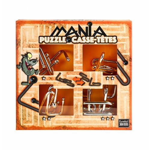  Eureka Mania Puzzles  - Orange - 4 casse-têtes métalliques dans la boîte 