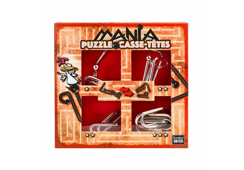  Eureka Mania Puzzles  - Rouge - 4 casse-têtes métalliques dans la boîte 