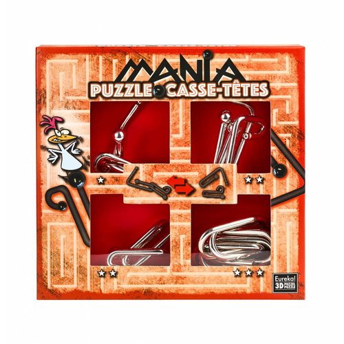  Eureka Mania Puzzles  - Rouge - 4 casse-têtes métalliques dans la boîte 