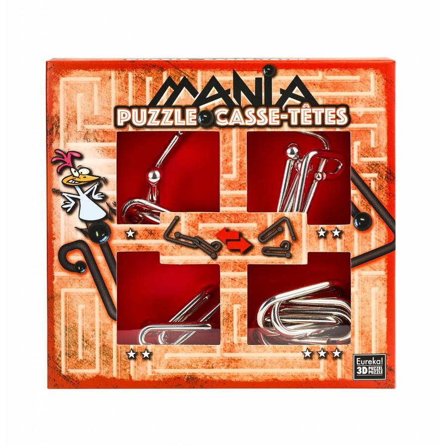 Mania Puzzles  - Rouge - 4 casse-têtes métalliques dans la boîte-1