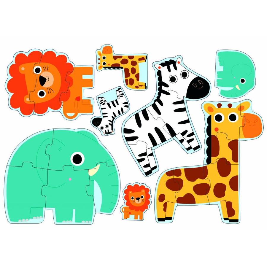Animals from the jungle - 4 puzzles - 3, 4, 5 and 6 pieces-2