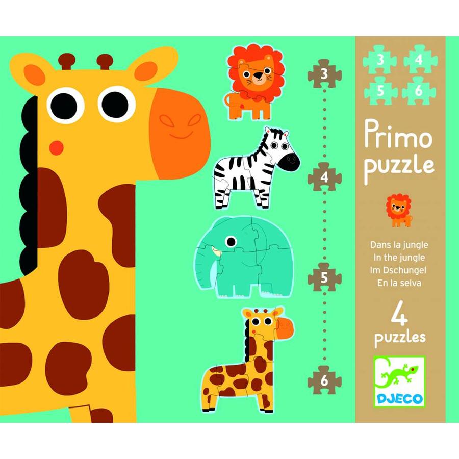 Animals from the jungle - 4 puzzles - 3, 4, 5 and 6 pieces-1