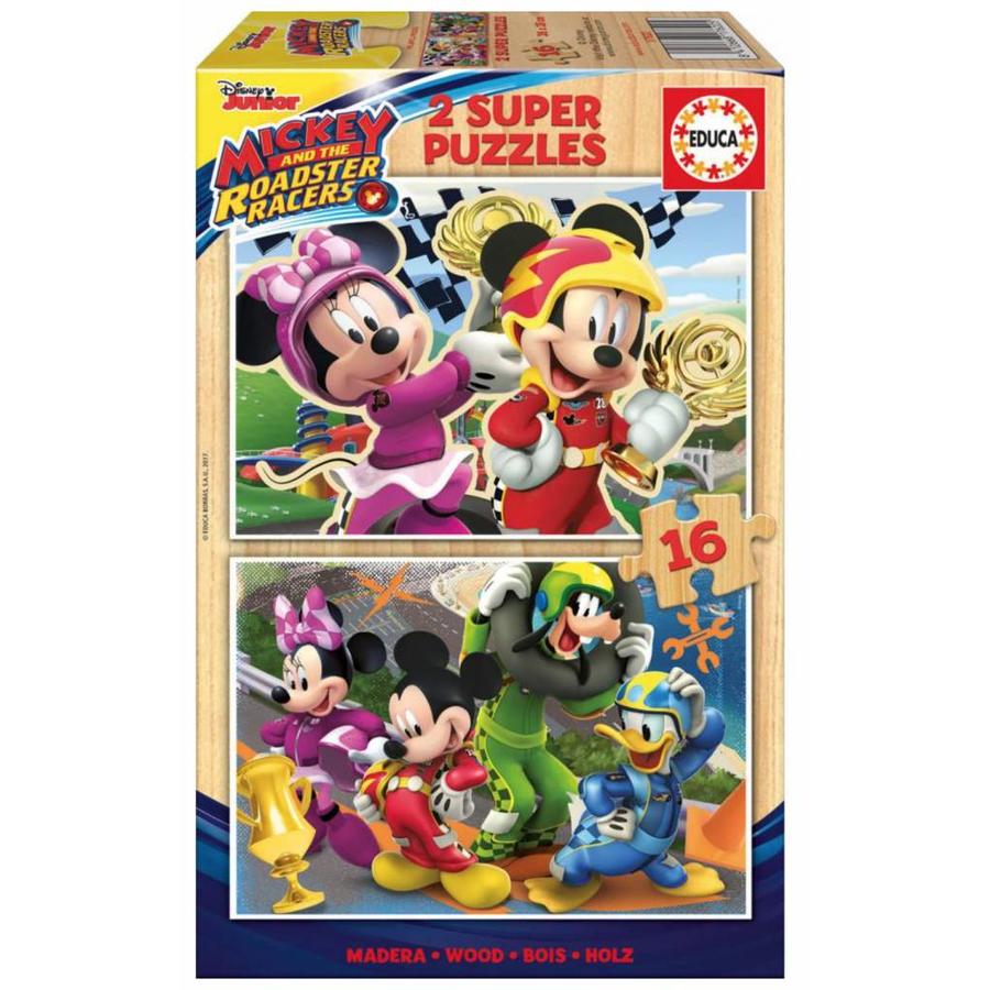 WOOD: Mickey Mouse - 2 puzzles x 16 pieces-1