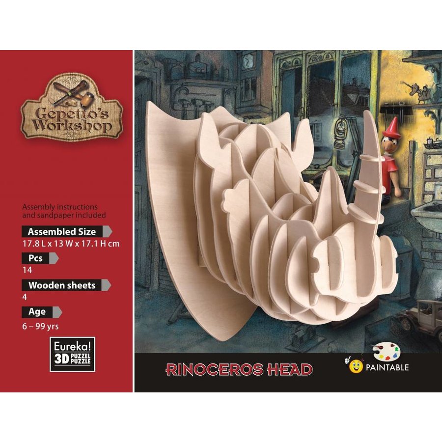 Neushoorn - Gepetto's Workshop - 3D puzzel-2