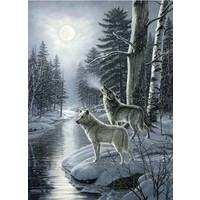 thumb-Loups au clair de lune - puzzle de 1000 pièces-1