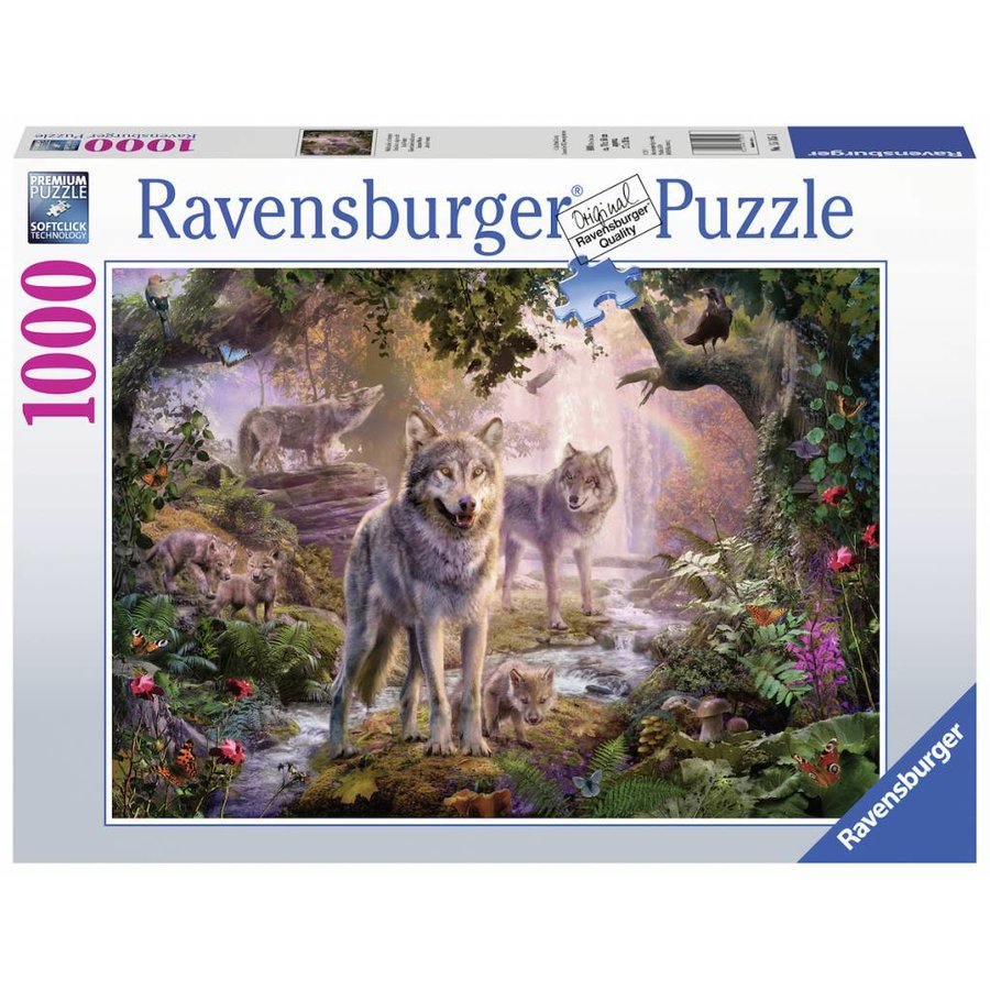 Famille de loups en été - puzzle de 1000 pièces-2