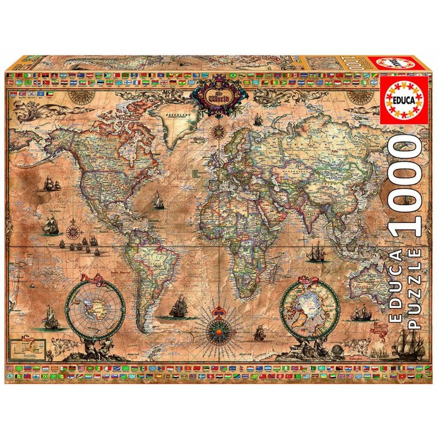 Puzzle Carte du monde Vintage MAPS IN MINUTES [1000 pièces]