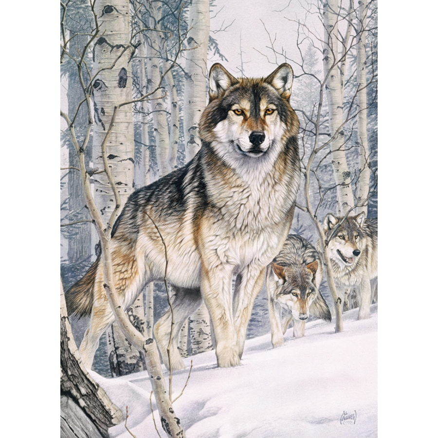 Les loups en chasse - puzzle de 1000 pièces-1