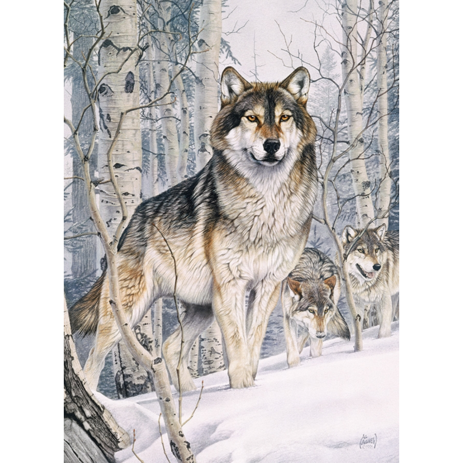 Wolves on a hunt - puzzle of 1000 pieces-1