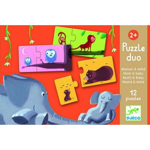  Djeco Duo Puzzle - Maman et bébé - 12 x 2 pièces 