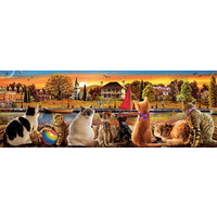 thumb-Cats on the quay - jigsaw puzzle of 1000 pieces - Panoramic puzzle-1
