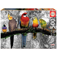 thumb-Vogels in de jungle - zwart/wit - legpuzzel van 500 stukjes-1