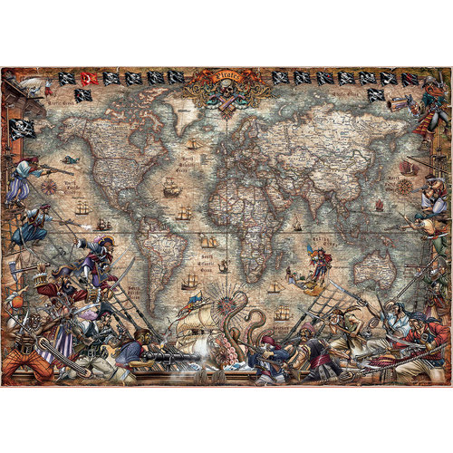  Educa Wereldkaart van de Piraten - 2000 stukjes 