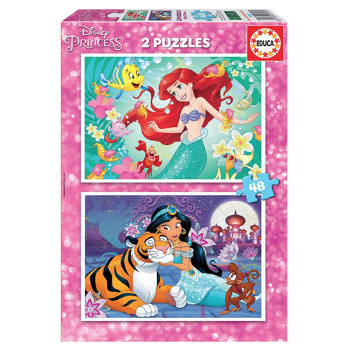  Educa Disney prinsessen - Ariël en Jasmine - 2 x 48 stukjes 