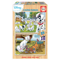 HOUT: Disney - Dalmatiërs - Aristokatten - 2 x 25 stukjes