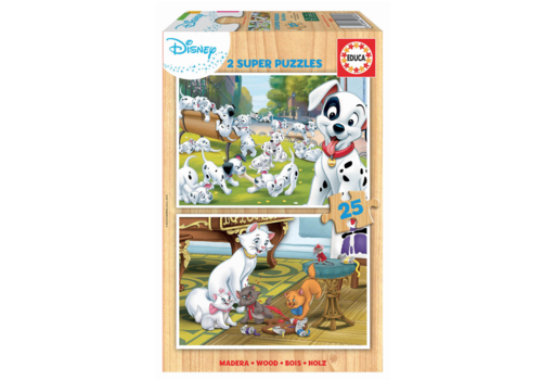  Educa WOOD: Disney - Dalmatians - Aristochats - 2 x 25 pieces 