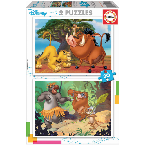  Educa Disney - Roi Lion - Livre de la jungle - 2 x 20 pièces 