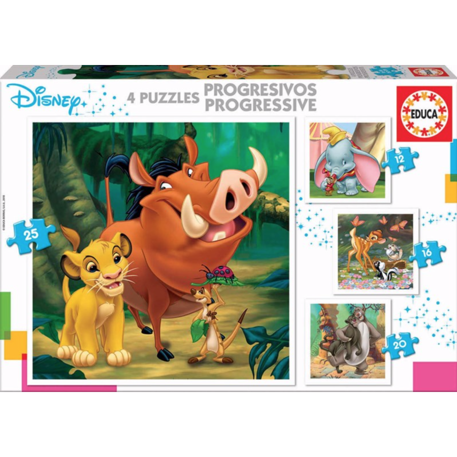 4 puzzles des animaux Disney - 12, 16, 20 et 25 pièces-1