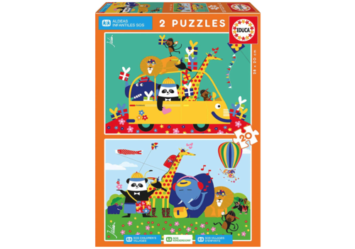  Educa A colourful mess of animals  - 2 x 20 pieces 