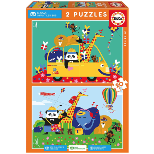  Educa A colourful mess of animals  - 2 x 20 pieces 