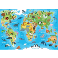 thumb-Wereldkaart dieren - puzzel van 150 stukjes-1