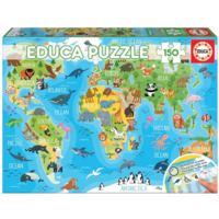 thumb-Wereldkaart dieren - puzzel van 150 stukjes-2