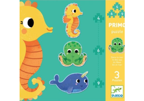  Djeco 3 puzzles animals in the sea - 4, 6 and 9 pieces 