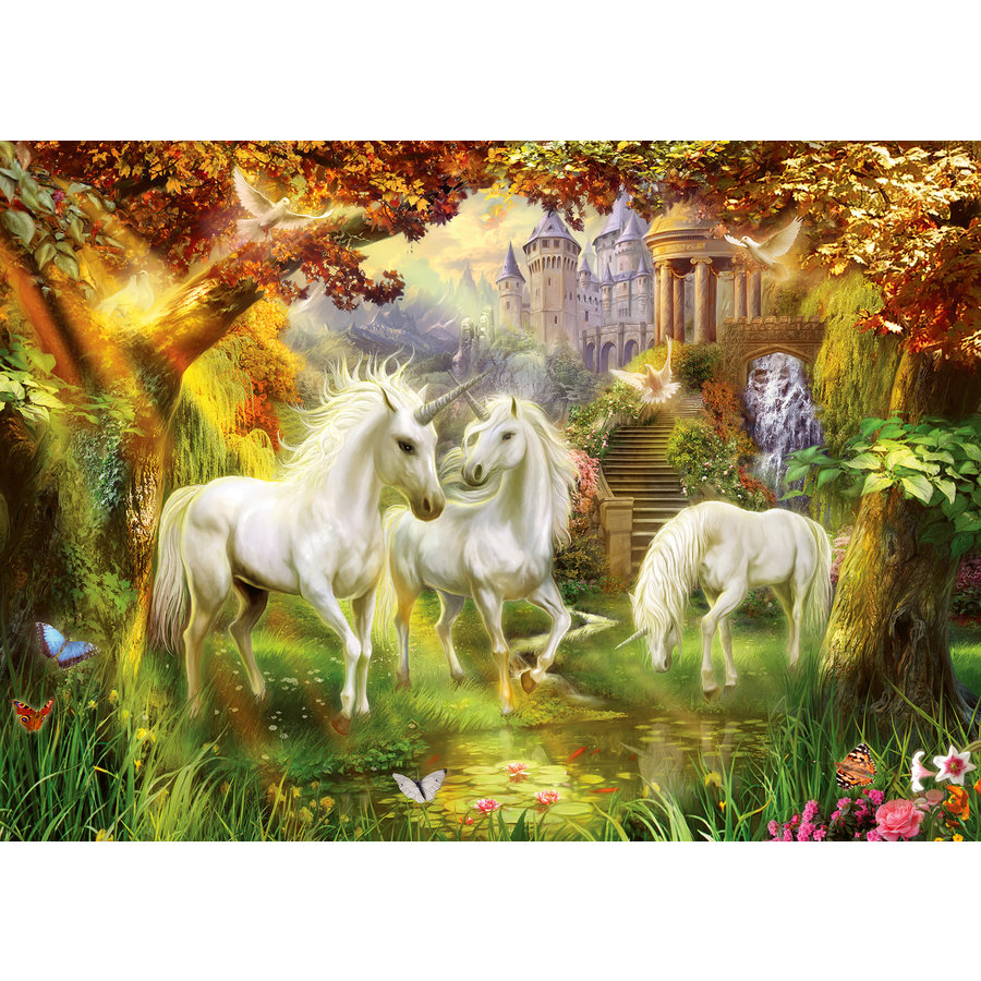 Unicorns in autumn  - puzzle of 1000 pieces-1