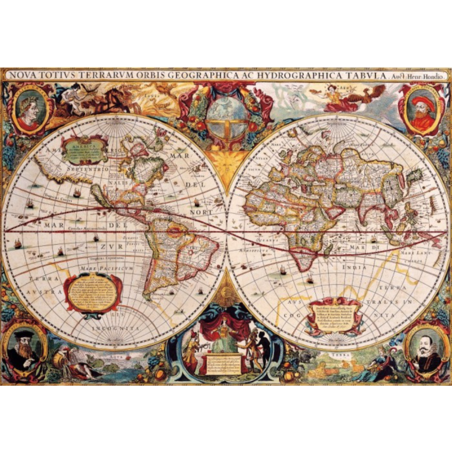 Ancienne carte du monde - puzzle de 1000 pièces-1