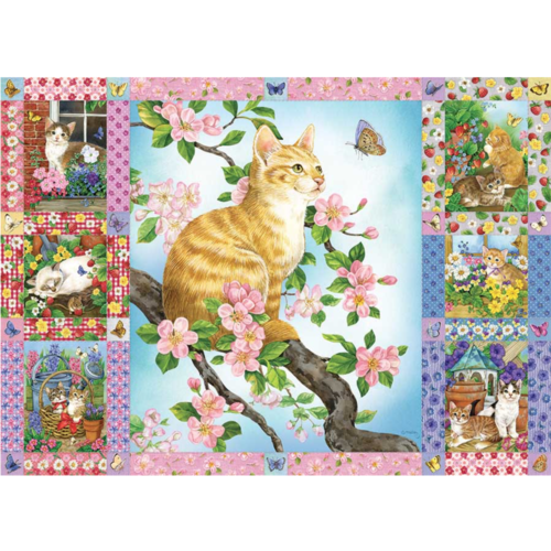  Cobble Hill Quilt met bloesems en kittens - 1000 stukjes 