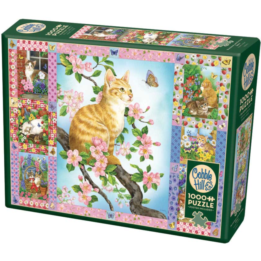 Blossoms and kittens quilt - puzzle of 1000 pieces-2