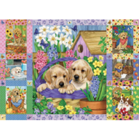 thumb-Couette de fleurs et de chiots - puzzle de 1000 pièces-1