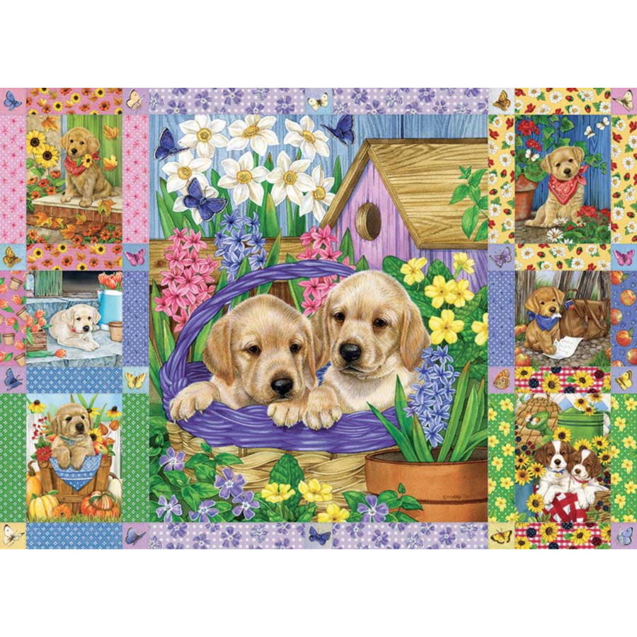 Puppies and Posies quilt  - puzzle of 1000 pieces-1
