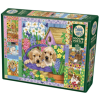 thumb-Couette de fleurs et de chiots - puzzle de 1000 pièces-2