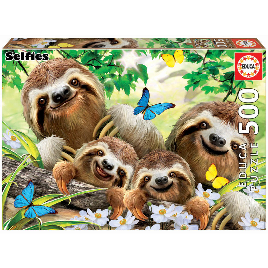 Selfie famille de Paresseux - puzzle de 500 pièces-1