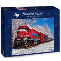 thumb-Un train rouge dans la neige - puzzle de 1500 pièces-2