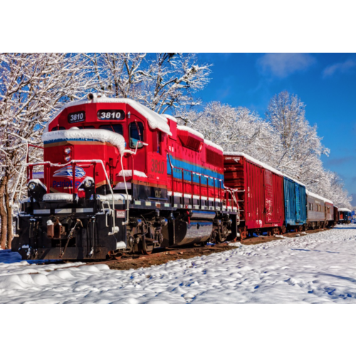  Bluebird Puzzle Un train rouge dans la neige - 1500 pièces 