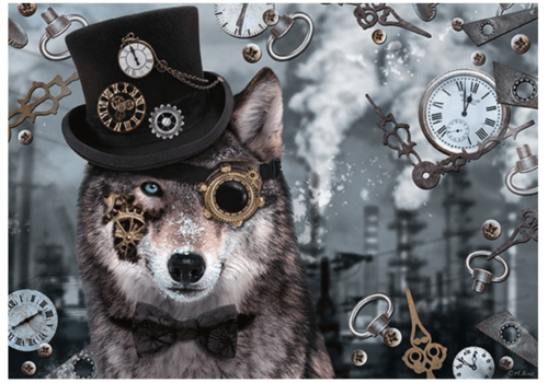 Steampunk Pitbull Dog in Clockwork Glassess Steampunk Gift #1 Jigsaw Puzzle