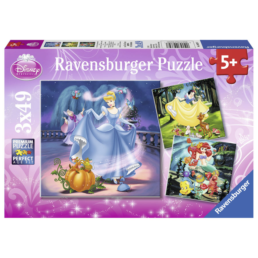 Disney Prinsessen  - 3 puzzels van 49 stukjes-1