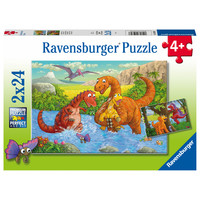 thumb-Des dinosaures joyeux - 2 puzzles de 24 pièces-1