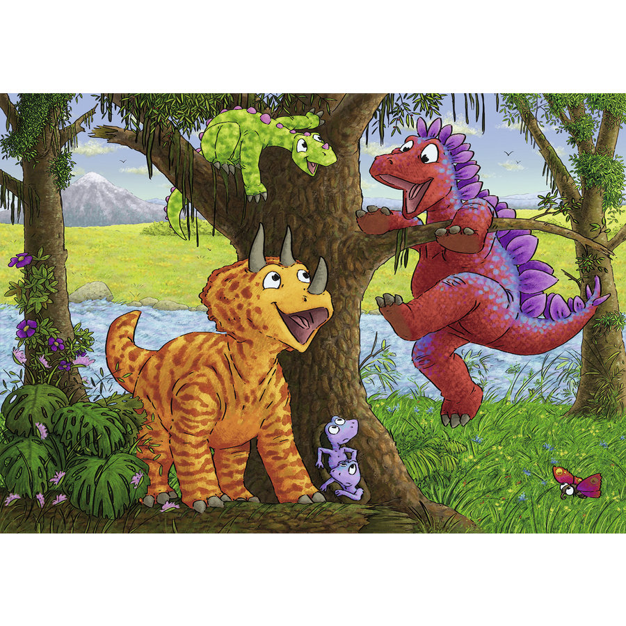 Des dinosaures joyeux - 2 puzzles de 24 pièces-2