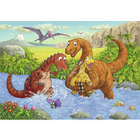 Des dinosaures joyeux - 2 puzzles de 24 pièces
