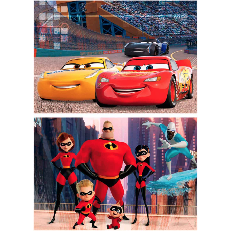 BOIS: Pixar - Cars & Incredibles - 2 puzzles de  50 pièces-1