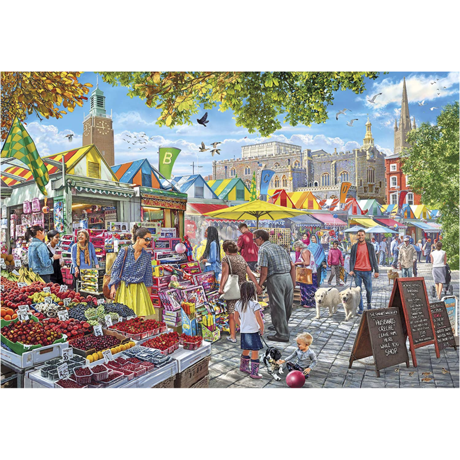 Market Day in Norwich - jigsaw puzzle of 1000 pieces-1