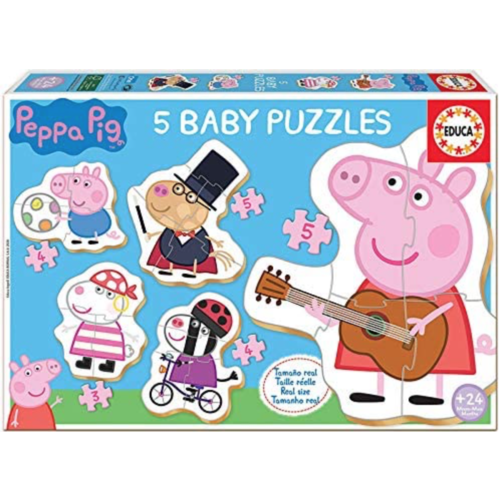  Educa 5 puzzels van Peppa Pig - 3 à 5 stukjes 