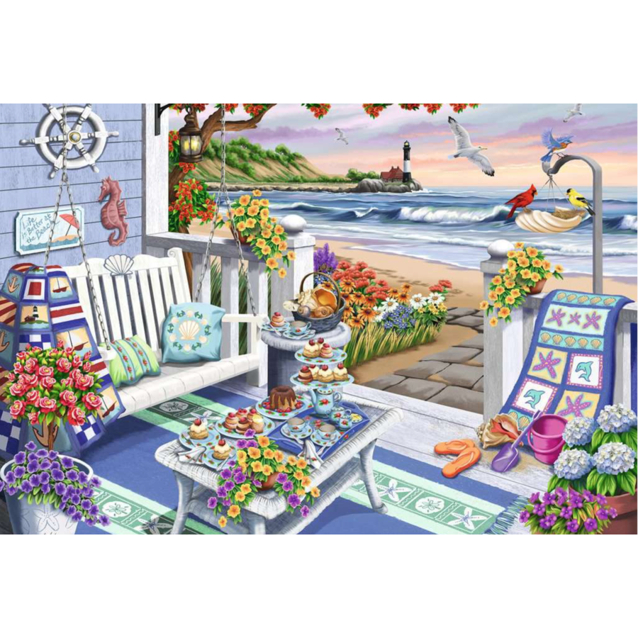 Terrace by the sea - 300 XXL pieces - jigsaw puzzle-2